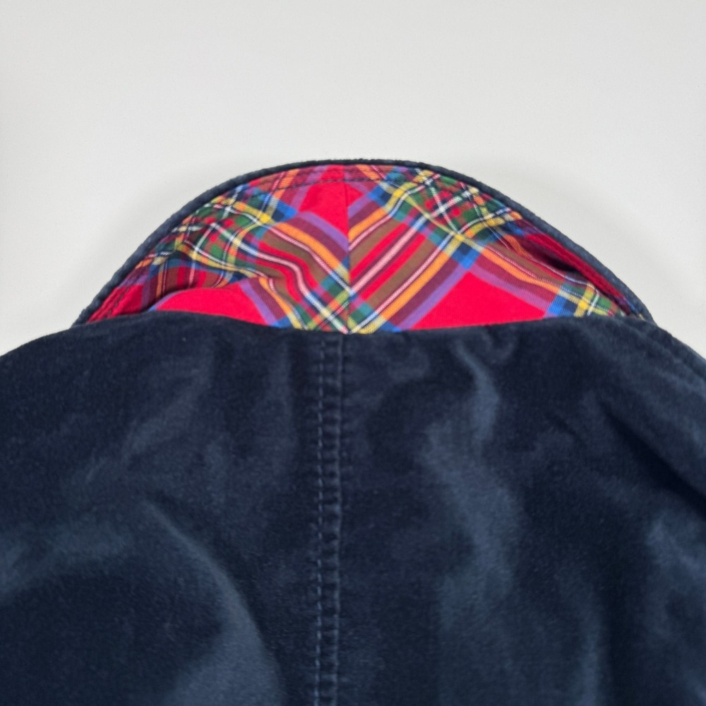 Abercrombie & Fitch Velvet Blazer Womens M Blue Crest Patch Preppy Plaid Lined - Picture 8 of 16
